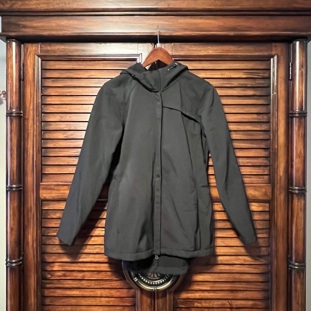 New Balance Women's Black Softshell Fleece Lined Hooded Pockets Jacket Size S